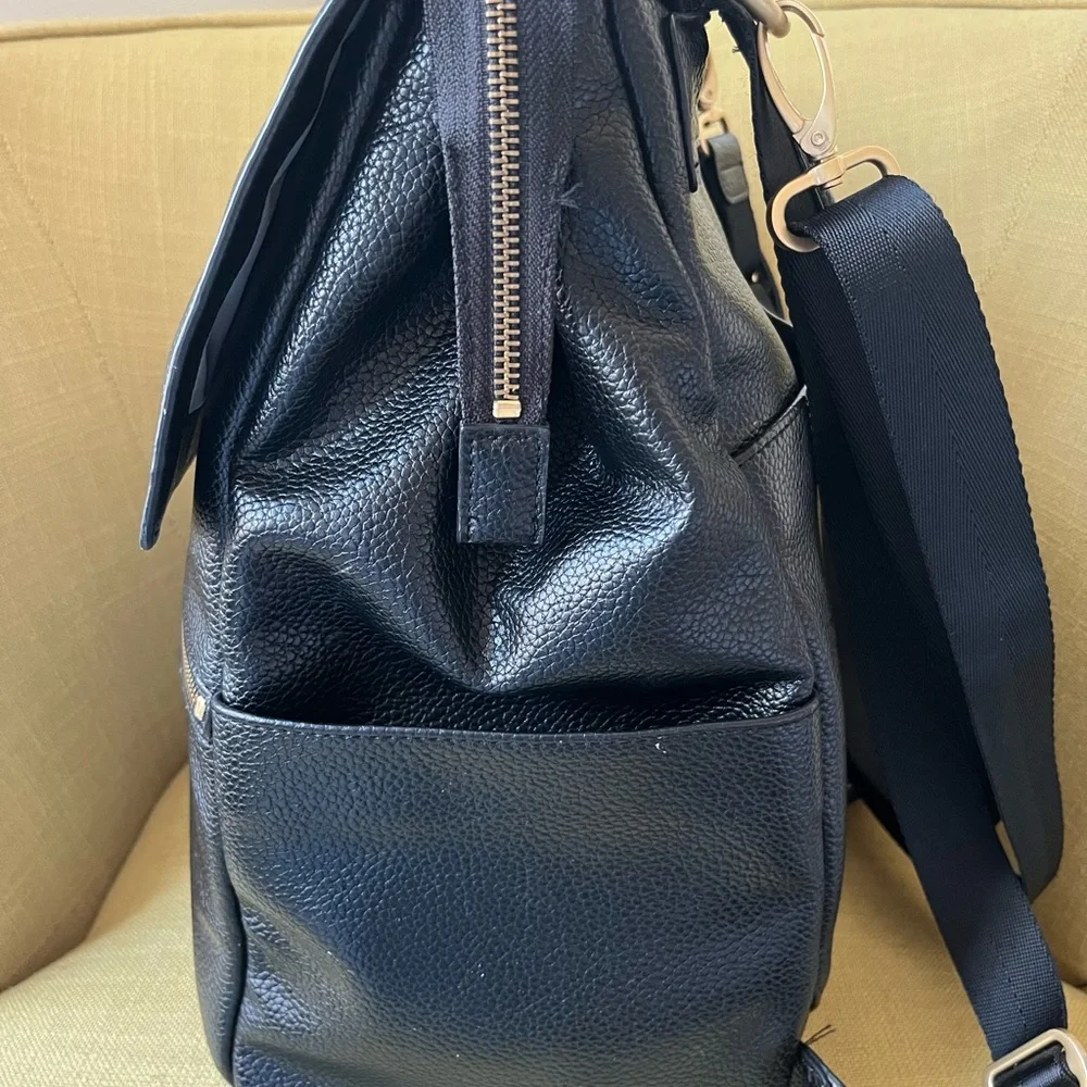 Freshly Picked Black Backpack Diaper Bag with Gold Hardware